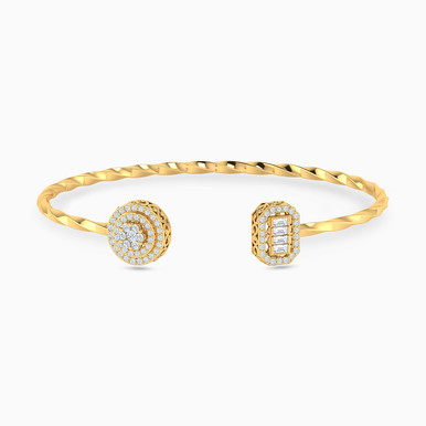 Multishaped Cubic Zirconia Bangle Bracelet in 18K Gold - 113097900102001