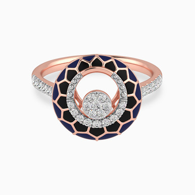 Circle Diamond & Enamel Coated Ring in 18K Gold - KR603639 Circle Diamond & Enamel Coated Ring in 18K Gold - KR603639