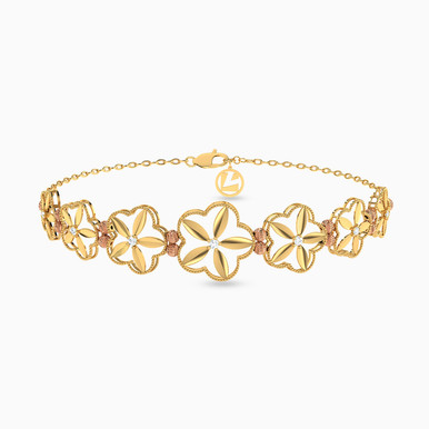 Flower Cubic Zirconia Chain Bracelet in 21K Gold - 22010110429