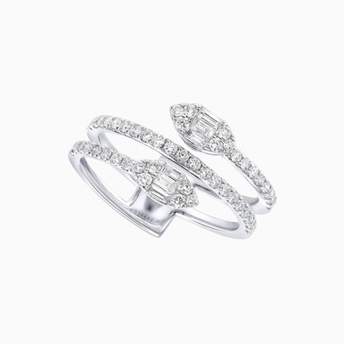 Marquise Diamond Two headed Ring in 18K Gold - KR602685
