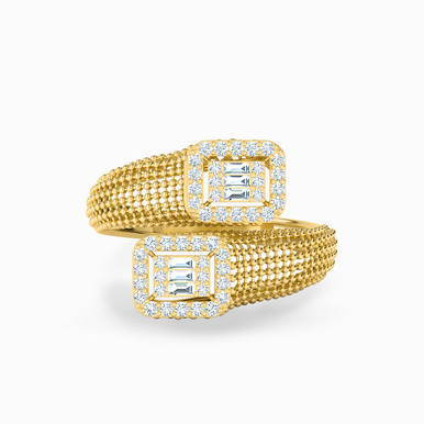 Rectangle Cubic Zirconia Two headed Ring in 21K Gold - 22002111417