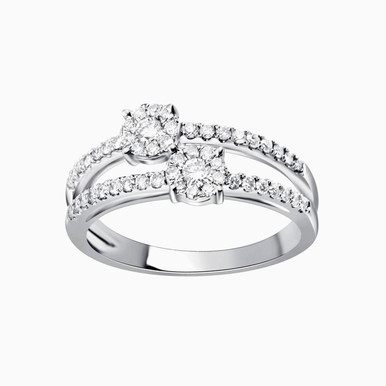 Circle Diamond Two-headed Ring in 18K Gold - R98776