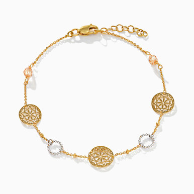 Circle Cubic Zirconia Chain Bracelet in 18K Gold - 11010640019