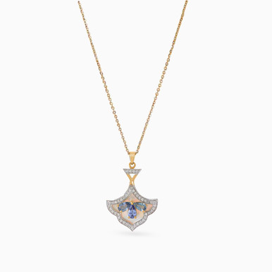 Vintage Diamond & Colored Stones Necklace in 18K Gold - 0811M
