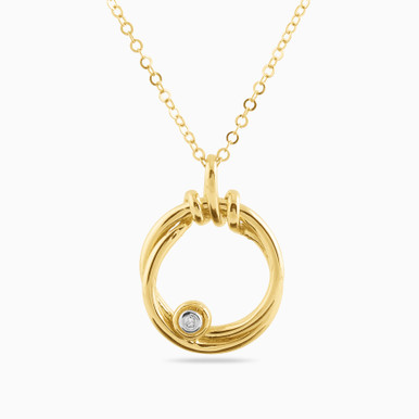 Circle Diamond Necklace in 18K Gold - LNE00021