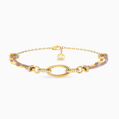 Oval Cubic Zirconia Chain Bracelet in 21K Gold - 22010020129