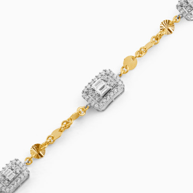 Rectangle Cubic Zirconia Chain Bracelet in 18K Gold - 21010140381