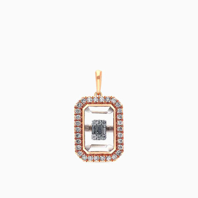 Rectangle Diamond & Clear Stones Pendant in 18K Gold - TPD9001262 Rectangle Diamond & Clear Stones Pendant in 18K Gold - TPD9001262