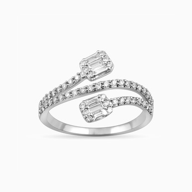 Square Diamond Two headed Ring in 18K Gold - KR100191