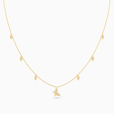 Butterfly Diamond Chain Necklace in 18K Gold - NT113093Y18DI1 Butterfly Diamond Chain Necklace in 18K Gold - NT113093Y18DI1