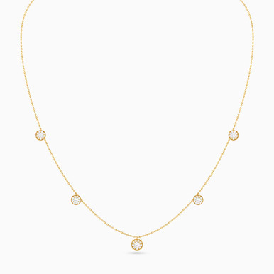 Circle Diamond Chain Necklace in 18K Gold - NT112826Y18DI1 Circle Diamond Chain Necklace in 18K Gold - NT112826Y18DI1
