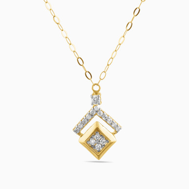 Square Diamond Necklace in 18K Gold - LNE00018