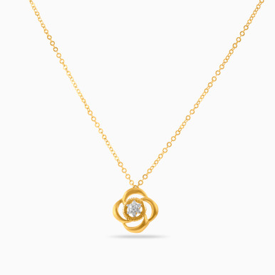 Flower Diamond Necklace in 18K Gold - LNE00063