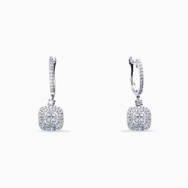 Square Diamond Drop Earrings in 18K Gold - EZ99914