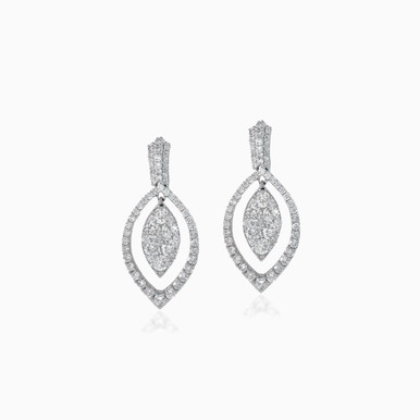 Marquise Diamond Drop Earrings in 18K Gold - 0785p