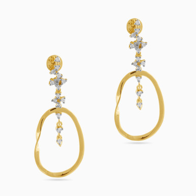 Oval Diamond Drop Earrings in 18K Gold - LEA00003