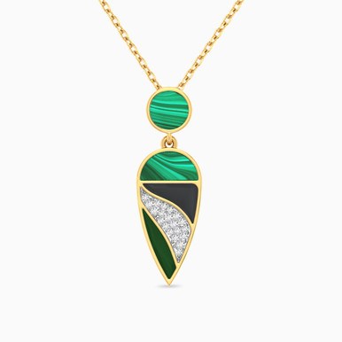 Pear Diamond & Colored Stones Necklace in 18K Gold - TPD9002047 Pear Diamond & Colored Stones Necklace in 18K Gold - TPD9002047