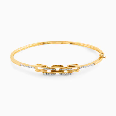 Link Diamond Bangle Bracelet in 18K Gold - LBR00012Y Link Diamond Bangle Bracelet in 18K Gold - LBR00012Y