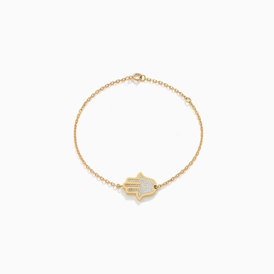 Hamsa Diamond Chain Bracelet in 18K Gold - J1371-BR