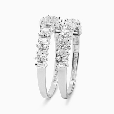 Circle Cubic Zirconia Twin Rings in 18K Gold - 21039790002