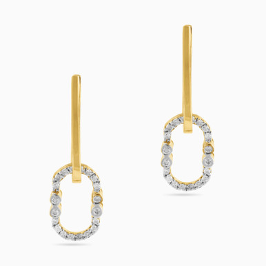 Oval Diamond Drop Earrings in 18K Gold - LEA00010 Oval Diamond Drop Earrings in 18K Gold - LEA00010