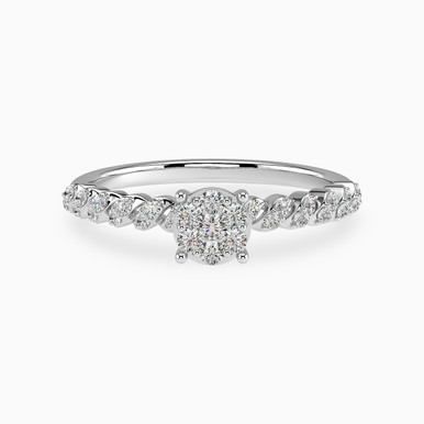 Circle Diamond Twin Rings in 18K Gold - KR106617 Circle Diamond Twin Rings in 18K Gold - KR106617