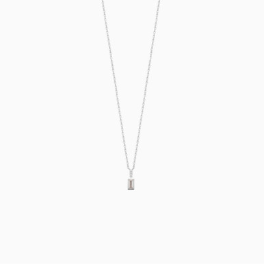 Baguette Cubic Zirconia Sterling Silver Necklace - 87361245