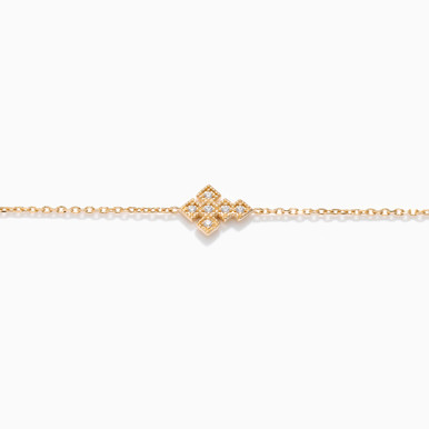 Square Cubic Zirconia Gold Plated Chain Bracelet - 97353018