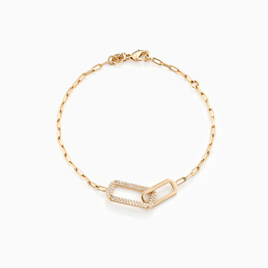 Link Cubic Zirconia Gold Plated Chain Bracelet - 97350718