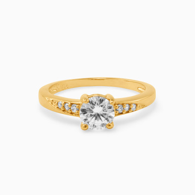 Circle Cubic Zirconia Gold Plated Ring - 224941054