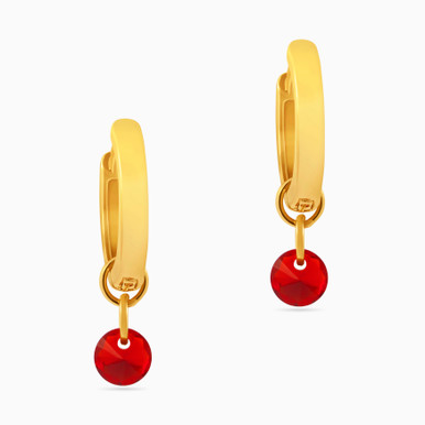 Circle Red Stone Gold Plated Drop Earrings - 2636920