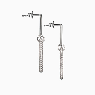 Link Cubic Zirconia Sterling Silver Drop Earrings - 1588510