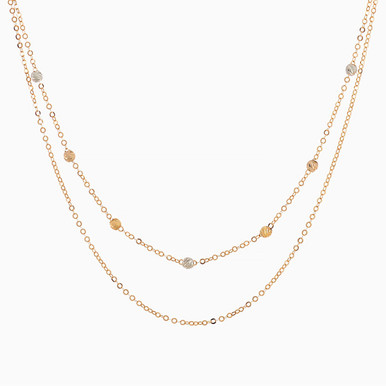 Beaded Layered Necklace in 21K Gold - 22005140418