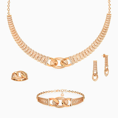 Links Cubic Zirconia Full Set in 21K Gold (4 Pieces) - 22001111999