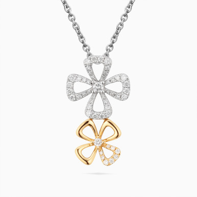 Flower Diamond Necklace in 18K Gold - PN099984C8 Flower Diamond Necklace in 18K Gold - PN099984C8