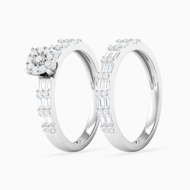 Circle Diamond Twin Rings in 18K Gold - RN402778W18DI1