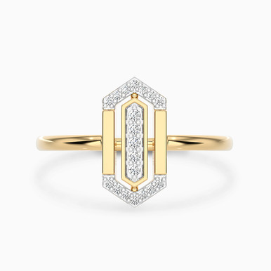 Hexagon Diamond Ring in 18K Gold - SAR04507-14
