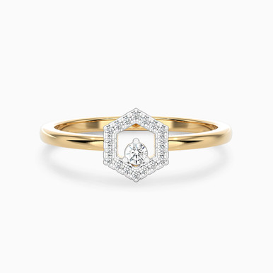 Hexagon Diamond Ring in 18K Gold - SAR03973-14 Hexagon Diamond Ring in 18K Gold - SAR03973-14