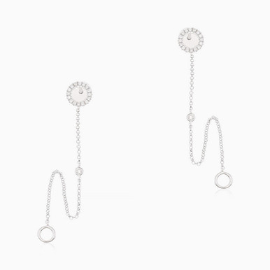 Circle Diamond Drop Earrings in 18K Gold - ME35654