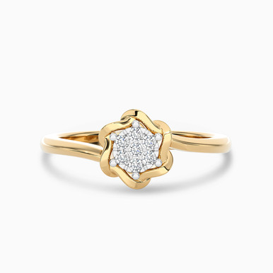 Hexagon Diamond Ring in 18K Gold - SAR04102-14 Hexagon Diamond Ring in 18K Gold - SAR04102-14
