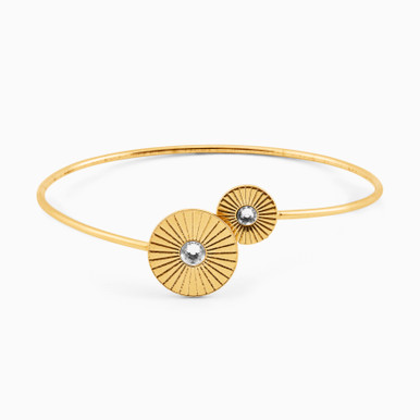 Circle Clear Stone Gold Plated Bangle Bracelet - A4257-07DP