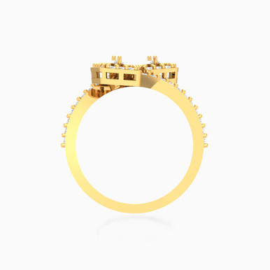 Rectangle Cubic Zirconia Two headed Ring in 18K Gold - 61002180128