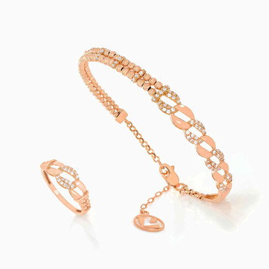 Links Cubic Zirconia Half Set in 21K Gold (2 Pieces) - 22011020122