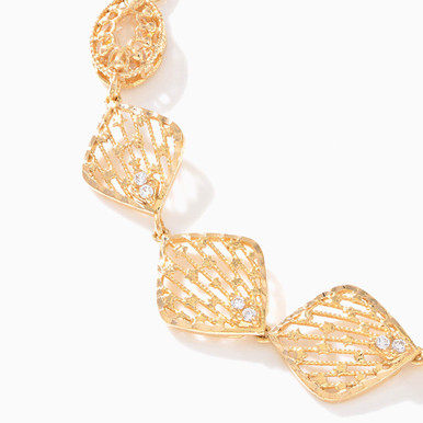 Cutwork Cubic Zirconia Chain Bracelet in 21K Gold - 22010110247