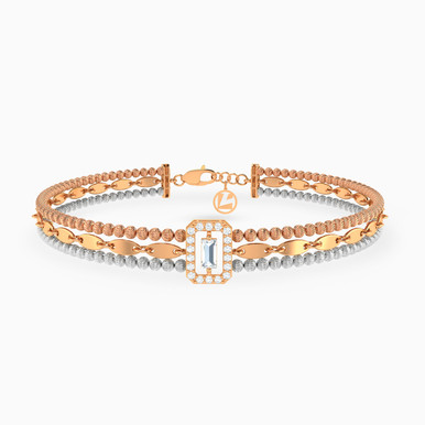 Beaded Cubic Zirconia Chain Bracelet in 21K Gold - 22010020231 Beaded Cubic Zirconia Chain Bracelet in 21K Gold - 22010020231