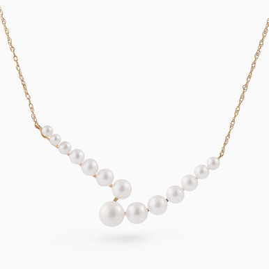 Round Pearl Necklace in 18K Gold - TWN0001