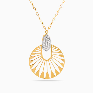 Circle Diamond Necklace in 18K Gold - LNE00014