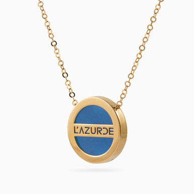 Circle Blue Stone Necklace in 18K Gold - LNE00002