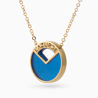 Circle Blue Stone Necklace in 18K Gold - LNE00001