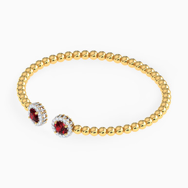 Circle Red Stone Bangle Bracelet in 18K Gold - 21009110184